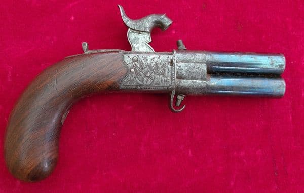 X X X   S OLD X X X A double Barrel Turn-over  percussion Pistol by EGAN of BRADFORD. Ref 3590