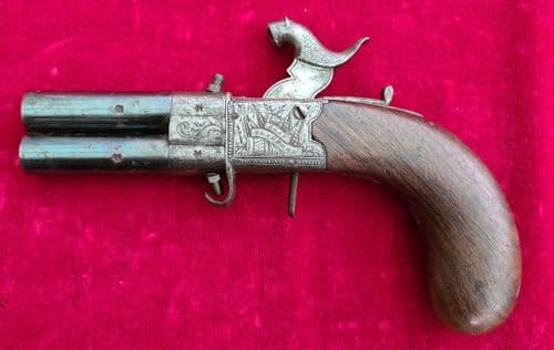 X X X S OLD X X X A double Barrel Turn-over percussion Pistol by EGAN of BRADFORD. Ref 3590