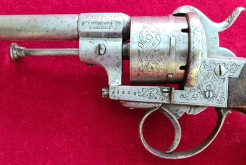 X X X SOD X X X A Belgian 9mm Pin-fire 6 shot revolver . Circa 1865-1866. Ref 3398