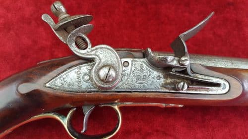 X X X SOLD X A Napoleonic era British Long Sea-Service Flintlock Officer's Pistol. C 1800. Ref 9362.