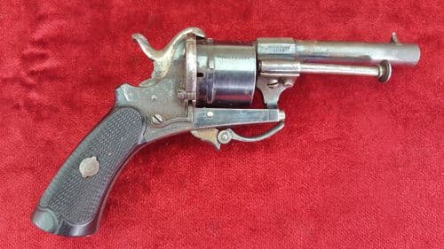 X X X SOLD X X A Pinfire 7mm revolver with much original blueing and a folding trigger. Ref 9104.