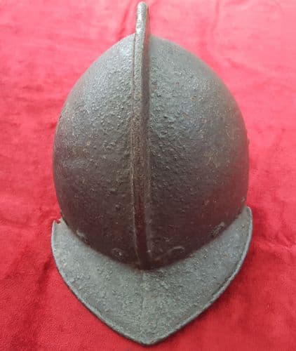 X X X SOLD X X A rare Burgonet helmet - possibly English C.1600. Untouched condition. Ref 9509.