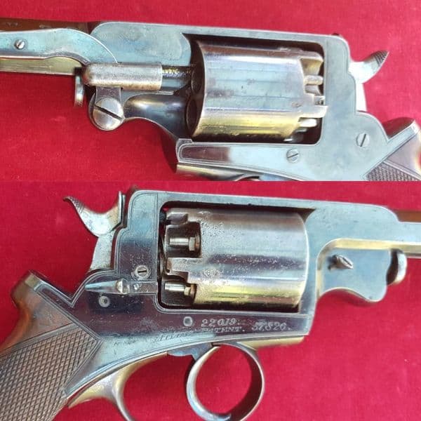 X X X  SOLD X X A very Fine Cased Adam's 5 shot 54 bore Double Action Percussion Revolver. Ref 2315.