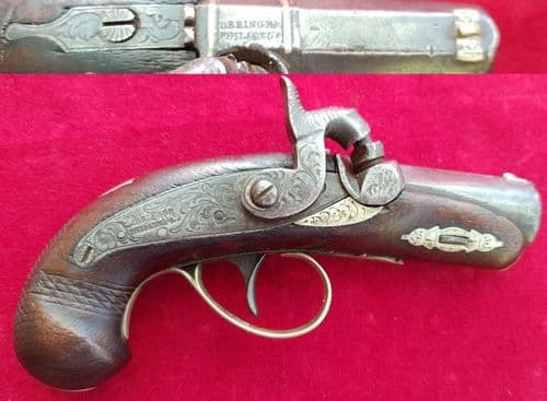 X X X SOLD X X Percussion Deringer Pistol manufactured by Henry Deringer of Philadelphia. Ref 2621.