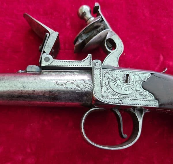 X X X SOLD X X Queen Anne cannon barrel silver mounted flintlock pistol by Heylin . C.1780. Ref 3229