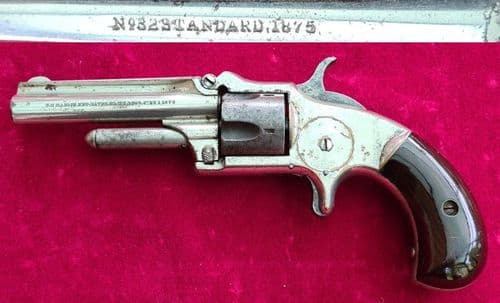 X X X SOLD X X X   .32 Rimfire tip-up,nickel plated  Revolver made by J Marlin. C. 1875. Ref 3834