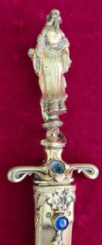 X X X SOLD X X X   19th c. Romantic dagger with embossed finely detailed hilt of a maiden. Ref 3657