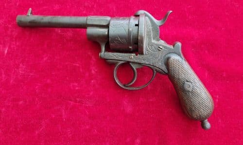 X X X SOLD X X X   6 shot double action 10 mm pin-fire revolver. Circa 1863. Ref 4497.