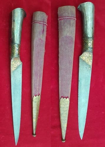 X X X SOLD X X X A 19th C. Pesk-Kabz dagger. Silver hilt and gold inlaid blade. Ref 1423.