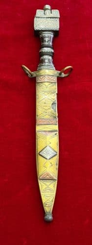 X X X SOLD X X X   A 19th century African Dagger with brass mounts and silver inlays. Ref 4046
