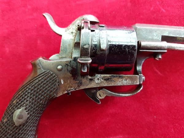 X  X X SOLD X X X  A  7 mm antique pin-fire revolver with folding trigger. Ref 1121.