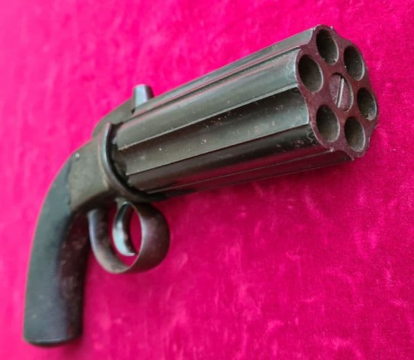 X X X  SOLD  X X X  A  British 6 shot percussion pepperbox revolver by Snowdon Alnwick. Ref 3331