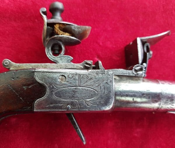 X X X  SOLD X X X   A Flintlock pocket pistol by H.W. Mortimer of London.  C. 1780 -1820. Ref 1724.