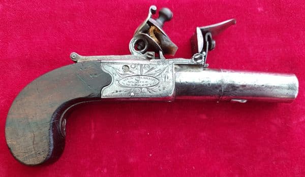 X X X  SOLD X X X   A Flintlock pocket pistol by H.W. Mortimer of London.  C. 1780 -1820. Ref 1724.