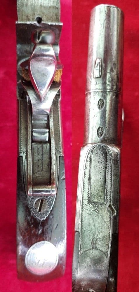 X X X  SOLD X X X   A Flintlock pocket pistol by H.W. Mortimer of London.  C. 1780 -1820. Ref 1724.