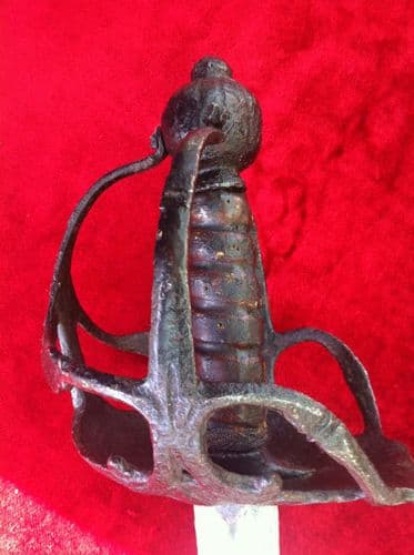 X X X SOLD  X X X  A good 17th Century English Mortuary type basket hilted Sword. English Civil War