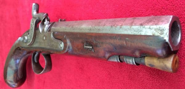 X X X  SOLD  X X X  A good quality English Percussion travelling pistol by Higham of Warrington.