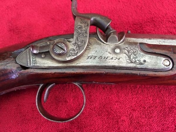 X X X SOLD X X X A good quality English Percussion travelling pistol by Higham of Warrington.