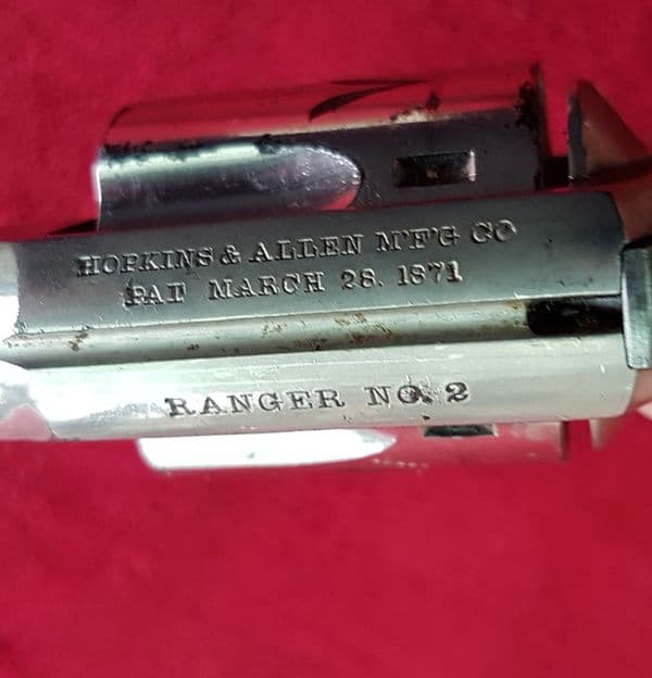 X X X  SOLD X X X  A Hopkins & Allen rimfire revolver with mother-of-pearl grips. c. 1875. Ref 9652.