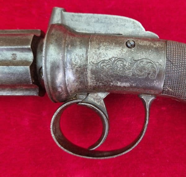X X X  SOLD X X X  A percussion bar-hammer 6 shot pepper-box revolver. Circa 1840-1850. Ref 4142