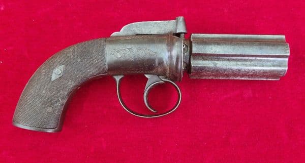 X X X  SOLD X X X  A percussion bar-hammer 6 shot pepper-box revolver. Circa 1840-1850. Ref 4142