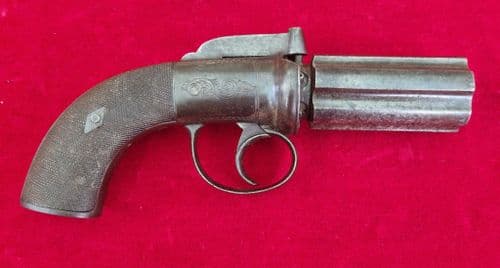 X X X SOLD X X X A percussion bar-hammer 6 shot pepper-box revolver. Circa 1840-1850. Ref 4142