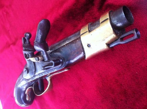 X X X SOLD X X X A Rare French Napoleonic Military Flintlock Pistol C. 1780-1820. Ref 6669