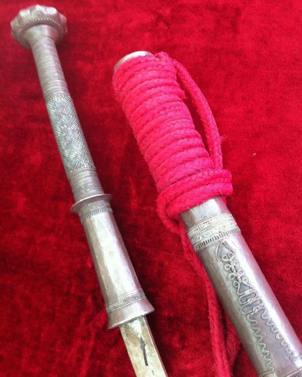 X X X SOLD X X X A Silver Covered Burmese Dha sword. Complete with its original silver covered