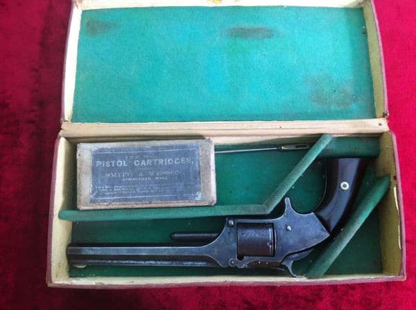 X X X  SOLD X X X   A Smith & Wesson rIimfire revolver in leather case. Ref 5817.