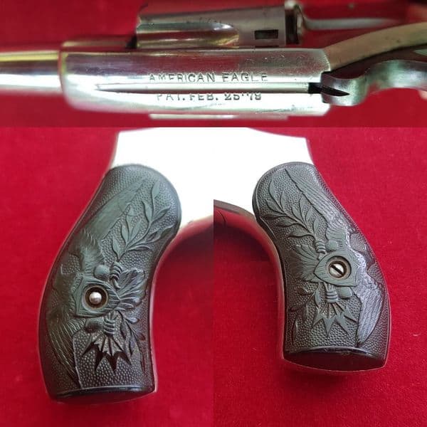 X  X  X  SOLD X  X  X  American Eagle double action nickel plated .32 rimfire revolver. Ref 1537