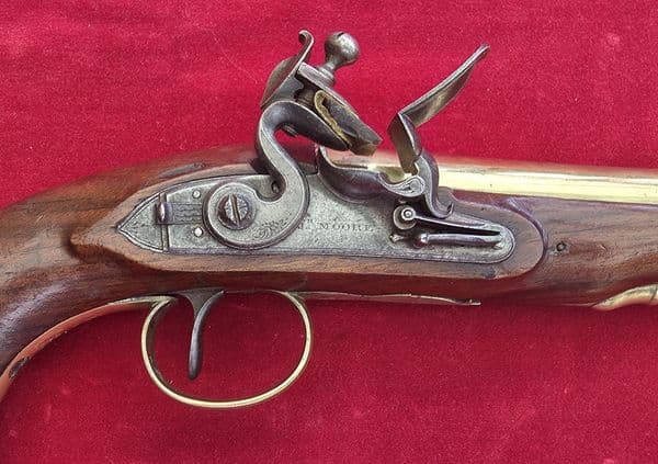X X X SOLD X X X An English Brass Barrelled Flintlock blunderbuss pistol by MOORE LONDON. Ref 4678.