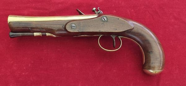 X X X SOLD X X X An English Brass Barrelled Flintlock blunderbuss pistol by MOORE LONDON. Ref 4678.