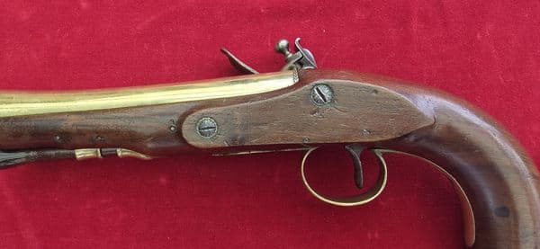 X X X SOLD X X X An English Brass Barrelled Flintlock blunderbuss pistol by MOORE LONDON. Ref 4678.