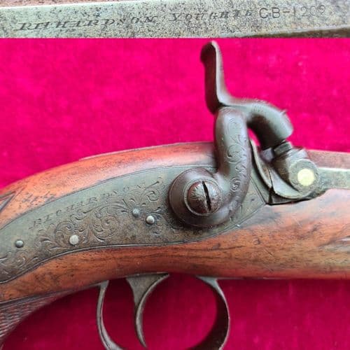 X X X SOLD  X X X  An Irish percussion pistol by Richardson of Cork. Circa 1830. Ref 3290