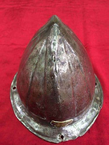 X X X SOLD X X X ARMOUR - A very good Steel Cabasset Helmet decorated with 6 panels, circa