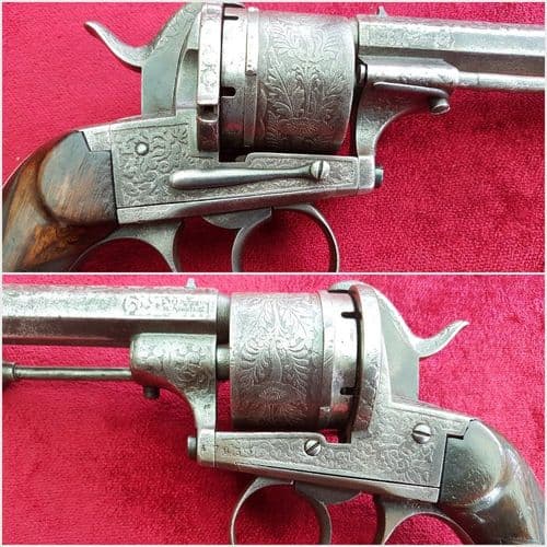 X X X SOLD X X X   Belgian 13mm Pinfire 6 shot revolver by A FRANCOTTE. Circa 1865-1866.  Ref 8542.