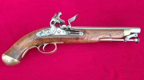 X X X SOLD X X X British Military officer's Flintlock Pistol, marked Crown W.R. Ref 3128