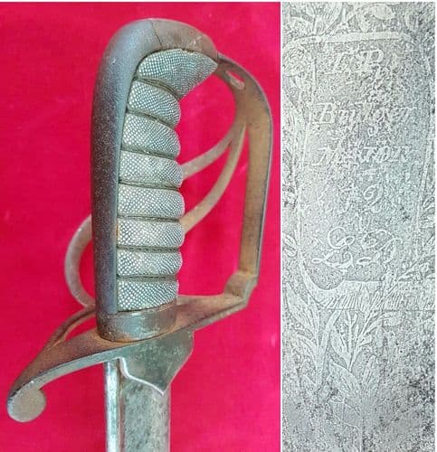 X X X  SOLD X X X   Cavalry sabre carried by Major Bridger 12th L D at Waterloo in 1815. Ref 1213.