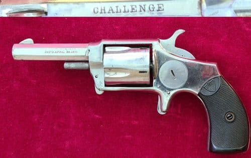 X X X SOLD X X X  ''CHALLENGE'' nickel plated .32 cal rim-fire revolver. Circa 1878. Ref 3865.