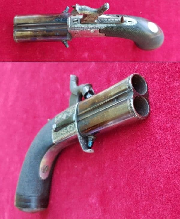 X X X  SOLD X X X  Double barrelled  percussion pistol by J Blissett High Holborn, London.  Ref 2810