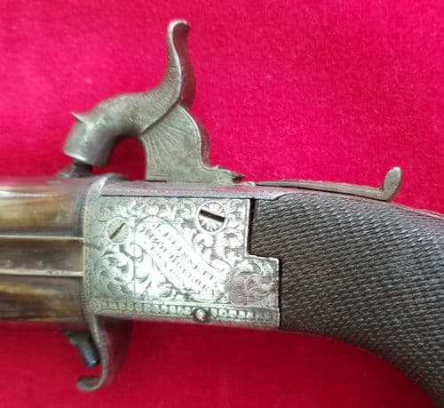 X X X SOLD X X X Double barrelled percussion pistol by J Blissett High Holborn, London. Ref 2810