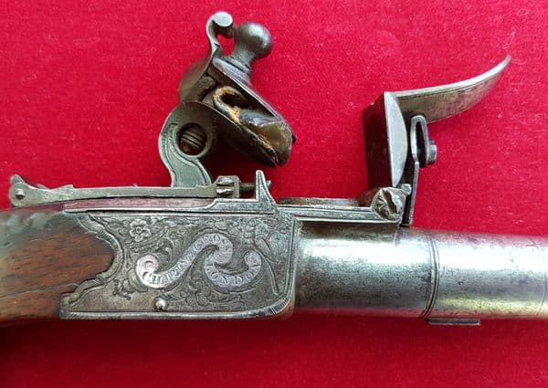 X X X SOLD X X X English Flintlock Boxlock pistol by KNUBLEY of LONDON Circa 1785-1790. Ref 9980.
