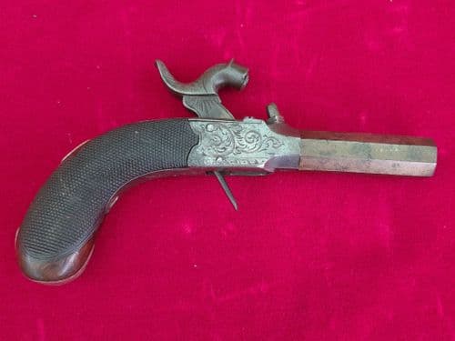 X X X SOLD X X X   English percussion pistol made by Monck of Stamford, Lincolnshire. Ref  3167