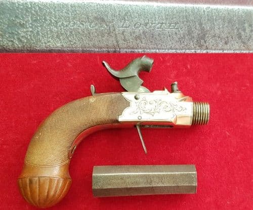 X X X SOLD X X X English single barrelled percussion pistol by EDWARD DODSON of LOUTH. Ref 2149