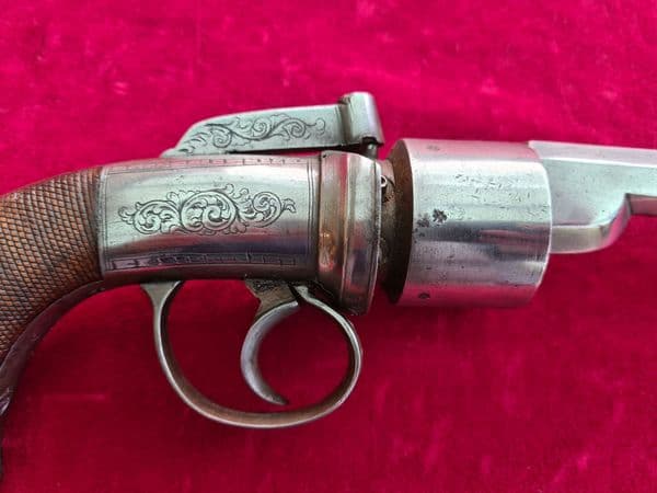 X X X  SOLD X X X   English transitional revolver fitted with a folding bayonet.   Ref 6428