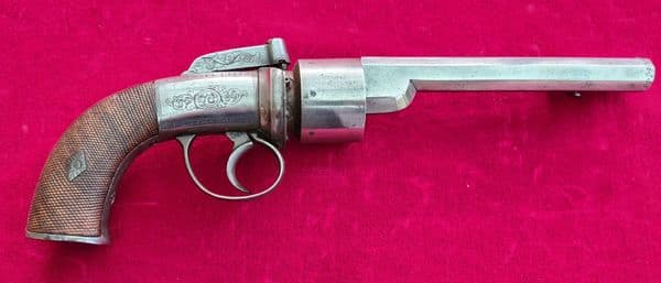 X X X  SOLD X X X   English transitional revolver fitted with a folding bayonet.   Ref 6428
