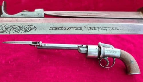 X X X SOLD X X X English transitional revolver fitted with a folding bayonet. Ref 6428