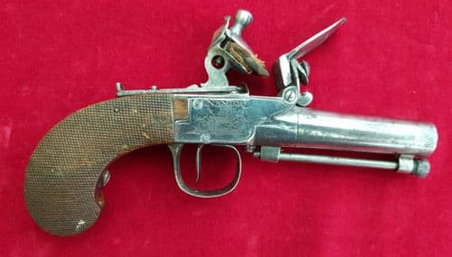 X X X SOLD X X X Flintlock Boxlock pocket pistol of continental manufacture. C. 1790-1800. Ref 1539