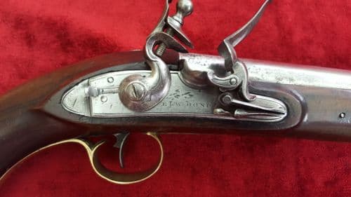 X X X SOLD X X X   Flintlock Officer's Pistol, Made by E & W BOND London. Ref 9310.
