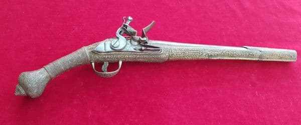 X X X  SOLD X X X  Greek flintlock pistol with decorated all metal full stock. Ref 2697